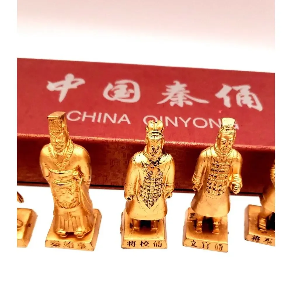 Chinese Terracotta Army Soldier Statue Collection w/ Display Box Souvenir Set
